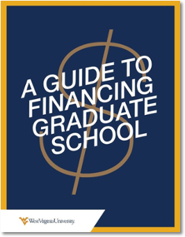 E-book cover titled, “A Guide to Financing Graduate School” over an image of a dollar sign.